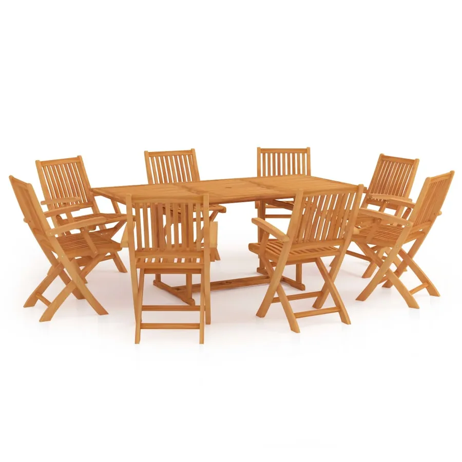 Ensemble à manger de jardin 9 pcs Bois de teck massif - 2