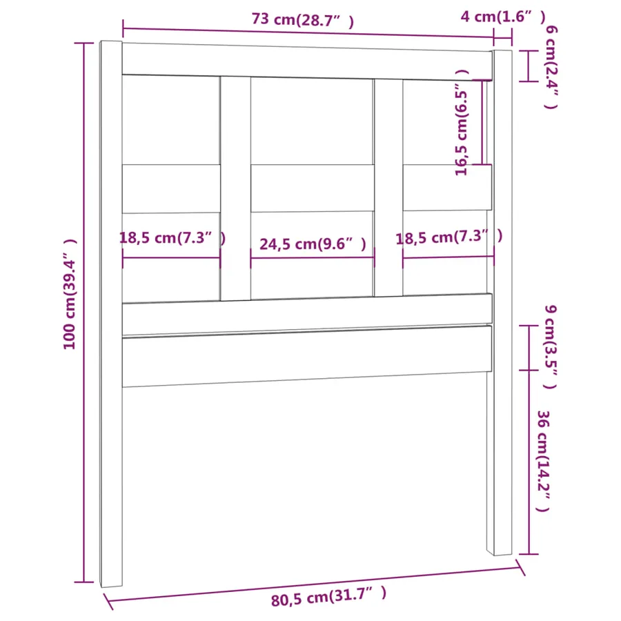 Tête de lit Marron miel 80,5x4x100 cm Bois massif de pin - 6