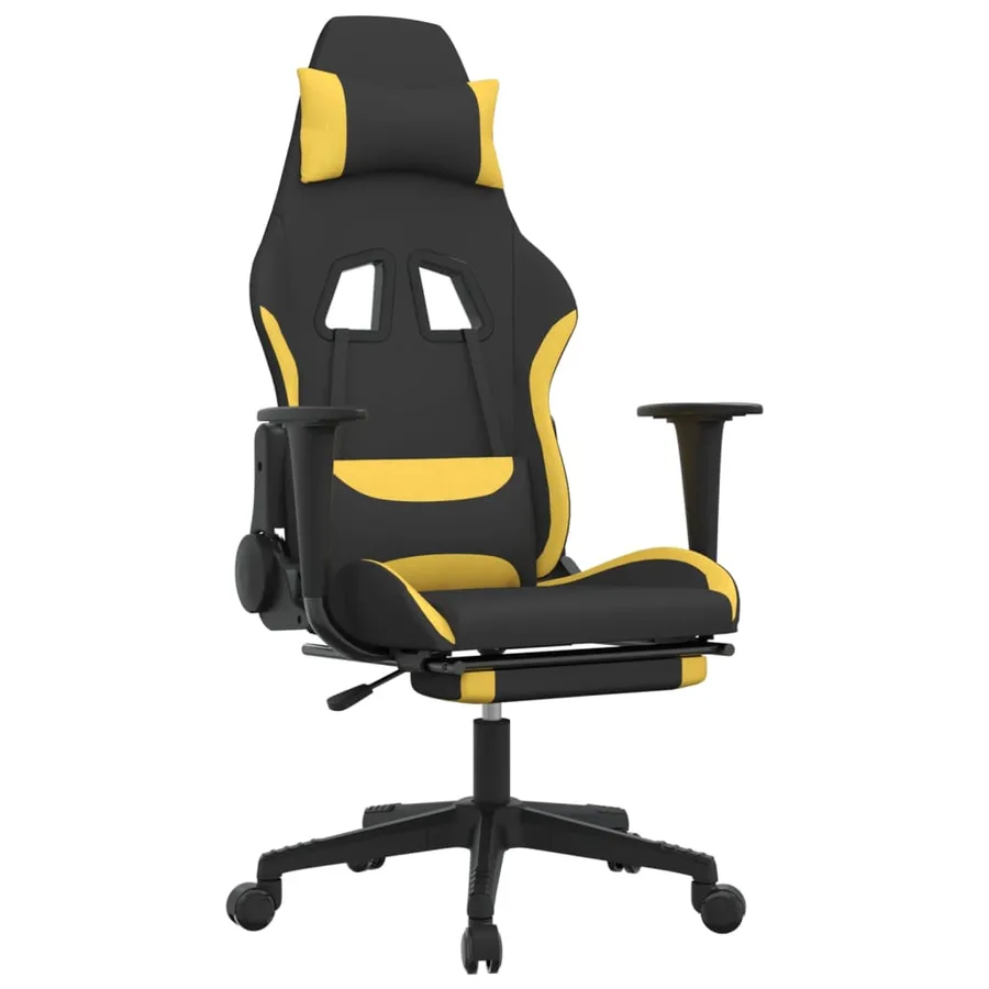 Chaise de jeu avec repose-pied Noir et jaune Tissu - 2
