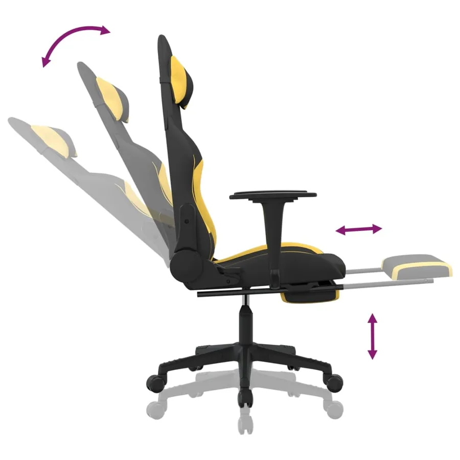 Chaise de jeu avec repose-pied Noir et jaune Tissu - 7