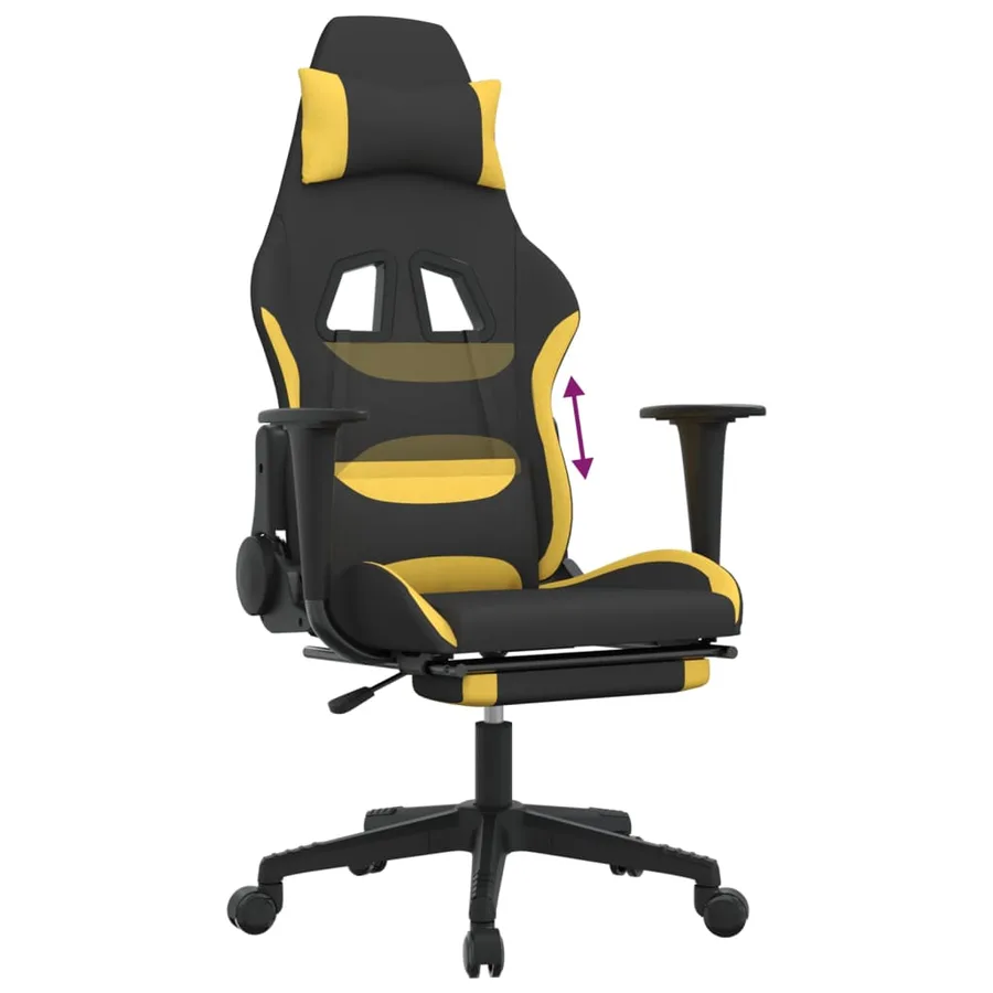 Chaise de jeu avec repose-pied Noir et jaune Tissu - 8