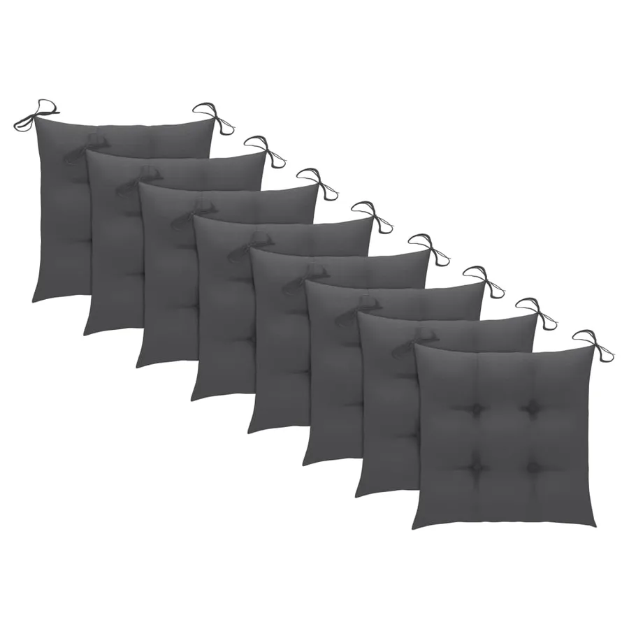 Chaises pliables de jardin avec coussins lot de 8 Teck solide - 6