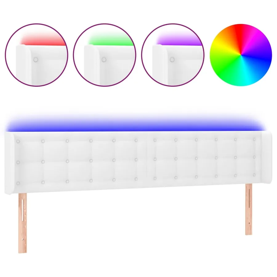Tête de lit à LED Blanc 163x16x78/88 cm Similicuir - 2