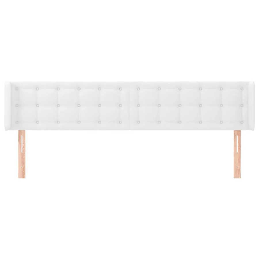 Tête de lit avec oreilles Blanc 163x16x78/88 cm Similicuir - 3