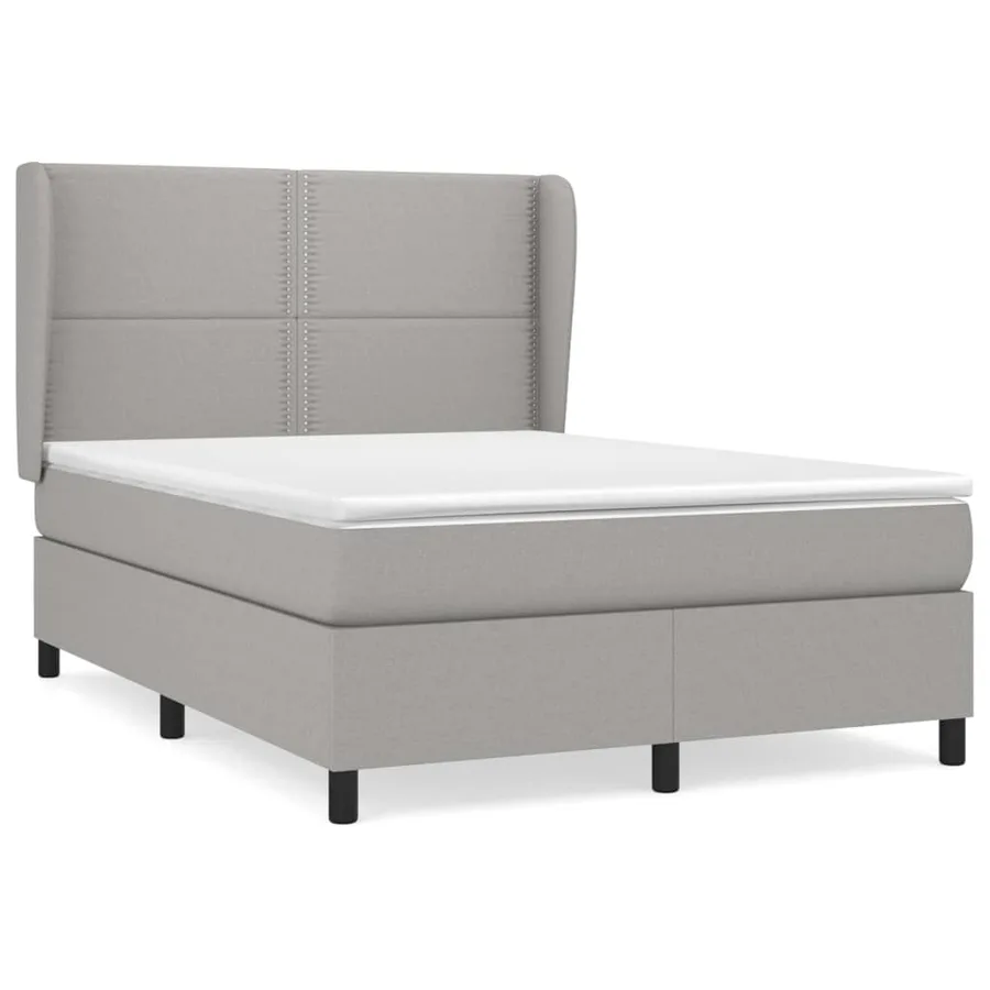 Sommier à lattes de lit avec matelas Gris clair 140x200cm Tissu - 2