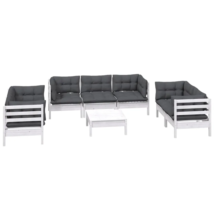 Salon de jardin 8 pcs avec coussins bois de pin massif - 3