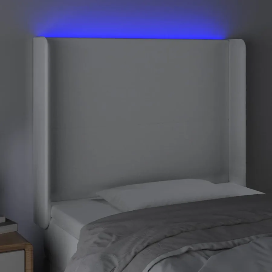 Tête de lit à LED Blanc 83x16x118/128 cm Similicuir - 4