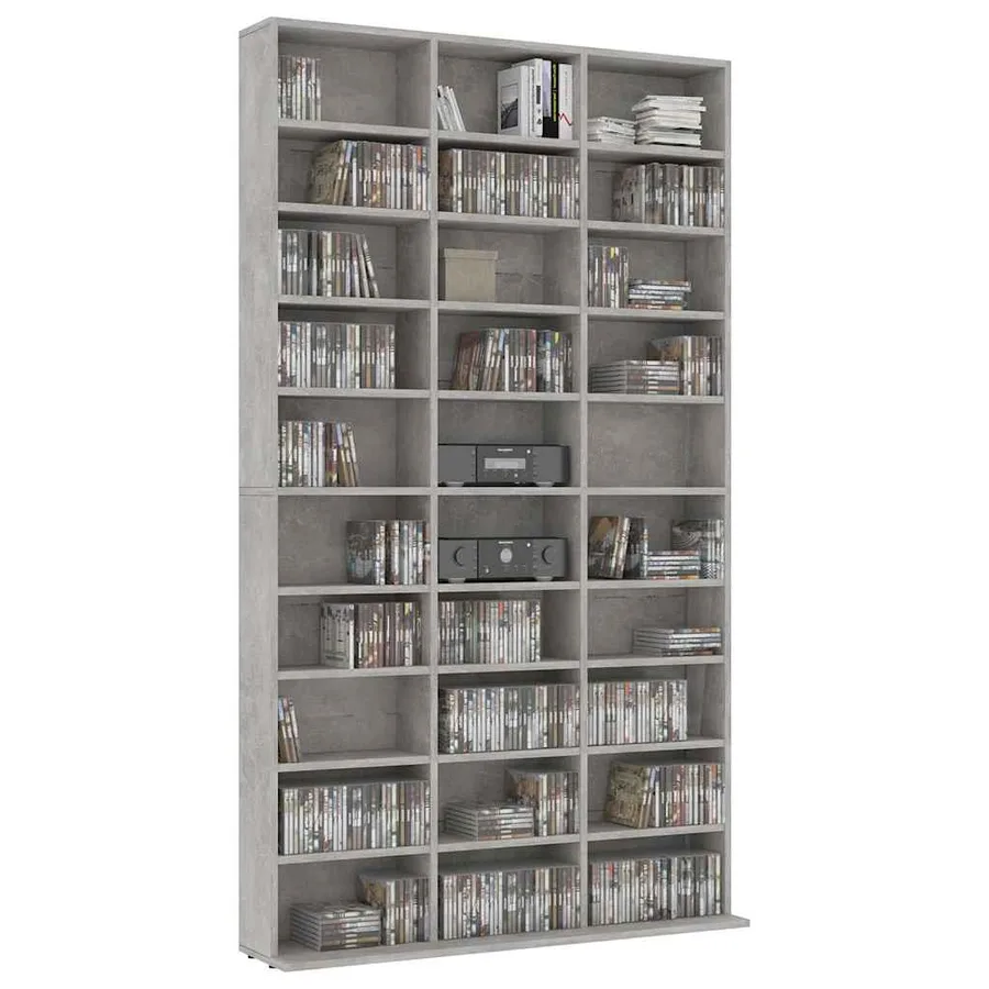 Armoire à CD Gris béton 102x23x177,5 cm Bois d'ingénierie - 5