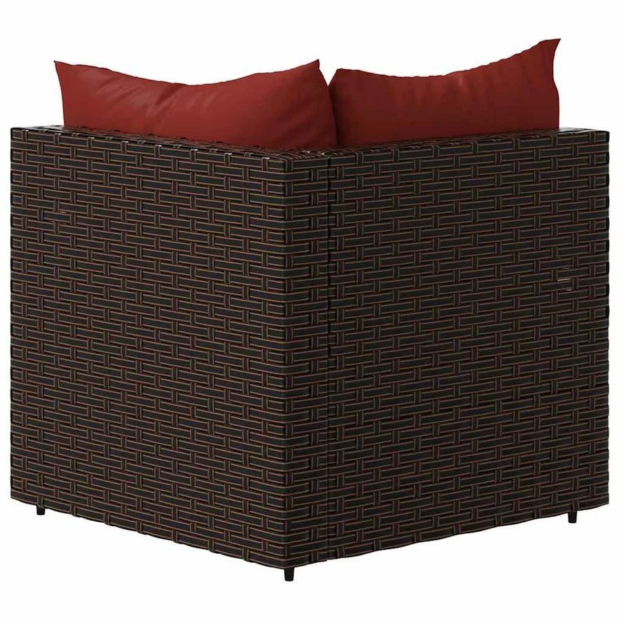 Canapés d'angle de jardin et coussins2pcs marron résine tressée - 6