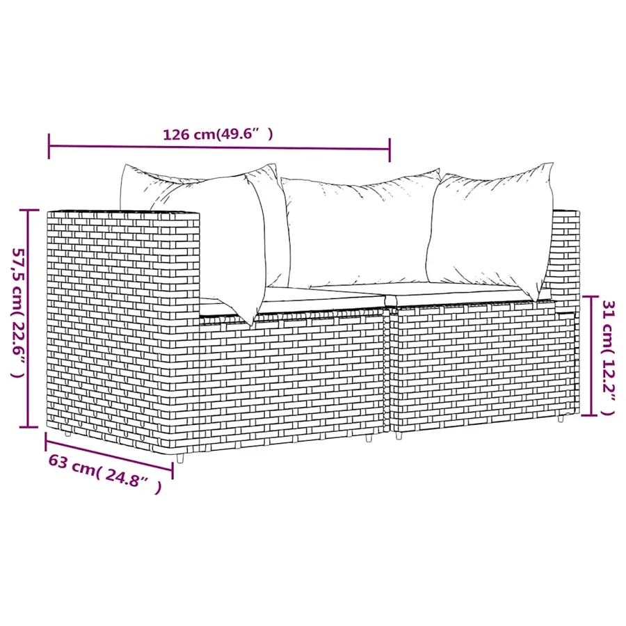 Canapés d'angle de jardin et coussins2pcs marron résine tressée - 9