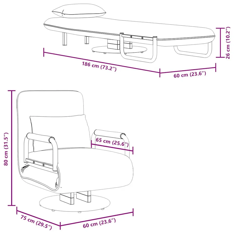 Fauteuil pivotant et canapé-lit Gris clair Tissu - 11