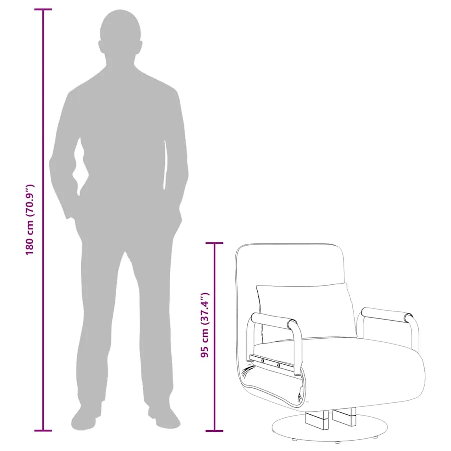 Fauteuil pivotant et canapé-lit Gris clair Tissu - 12