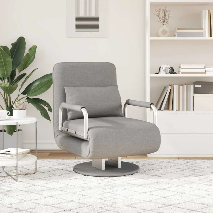 Fauteuil pivotant et canapé-lit Gris clair Tissu - 3