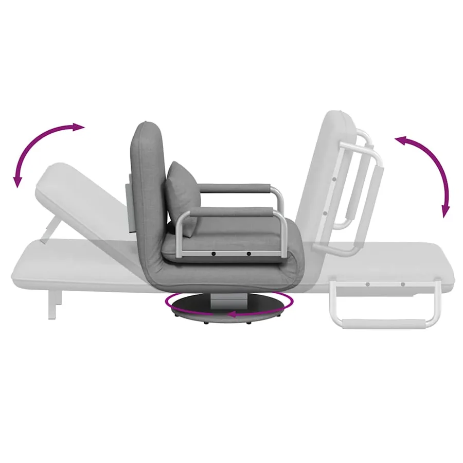 Fauteuil pivotant et canapé-lit Gris clair Tissu - 8