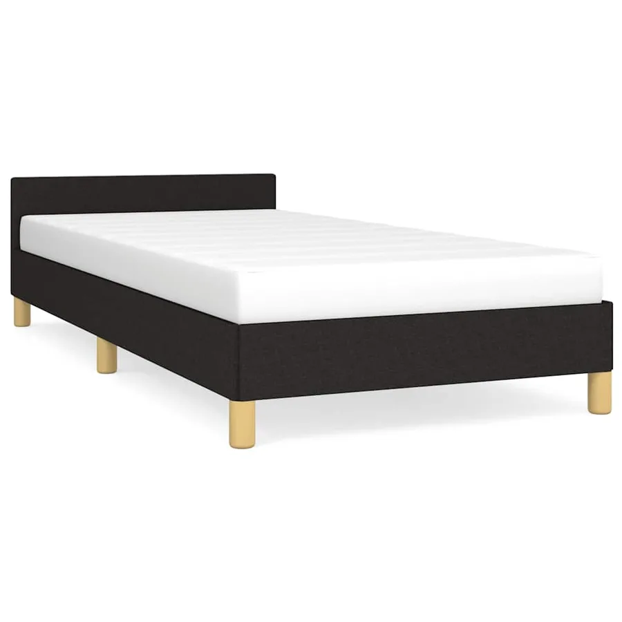 Cadre de lit avec tête de lit sans matelas noir 90x200 cm tissu - 2