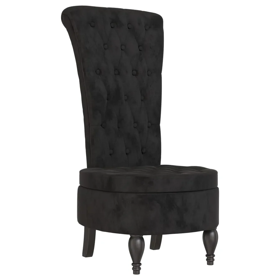 Chaise à dossier haut noir velours conception de bouton - 2