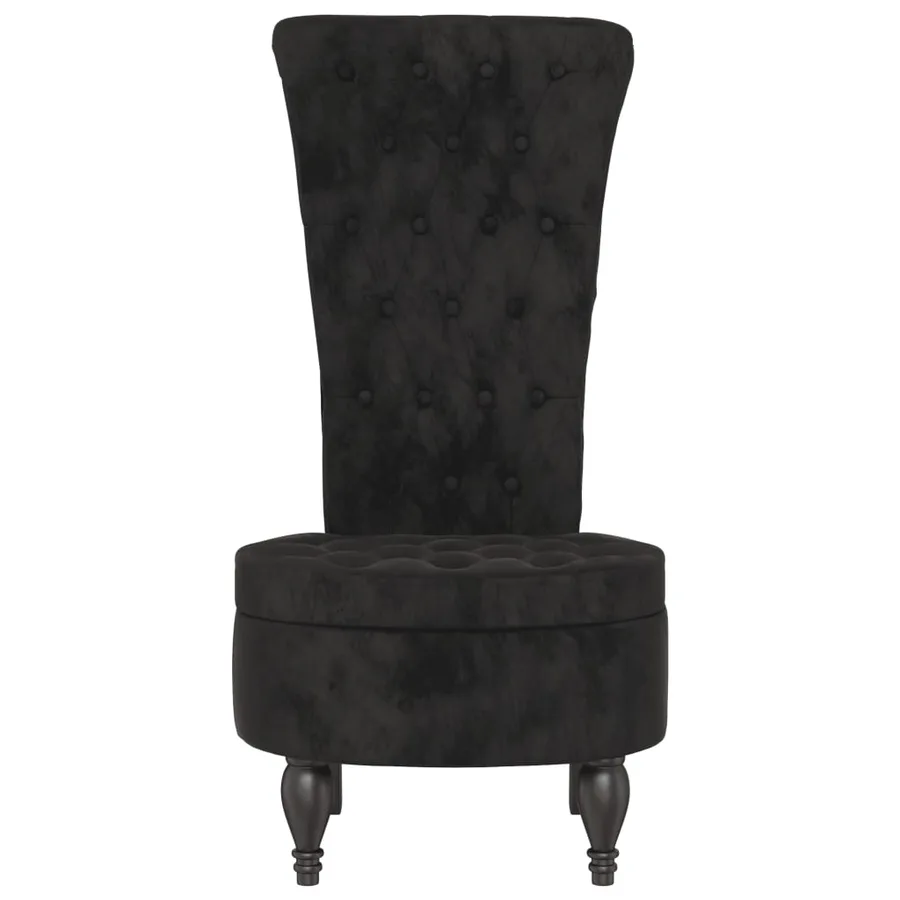 Chaise à dossier haut noir velours conception de bouton - 3