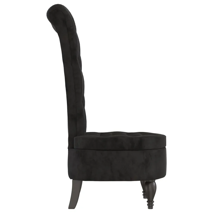 Chaise à dossier haut noir velours conception de bouton - 4