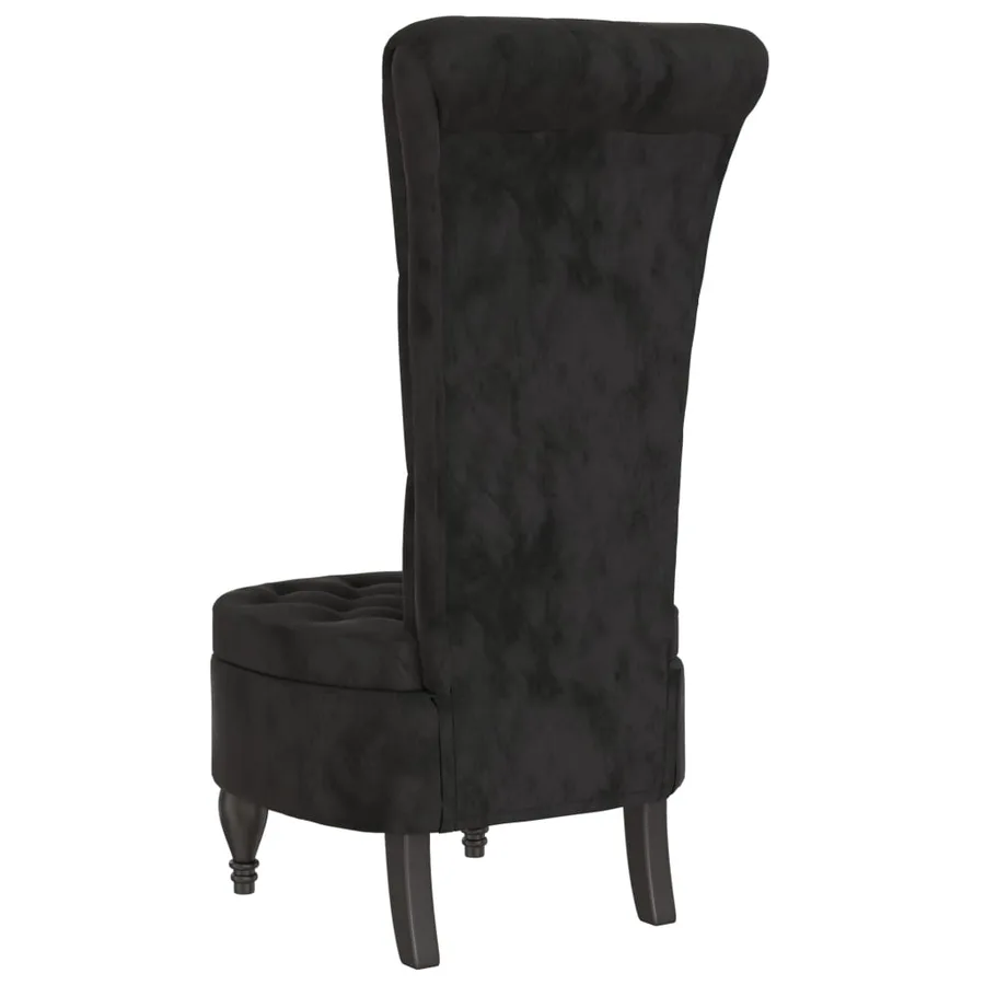 Chaise à dossier haut noir velours conception de bouton - 5
