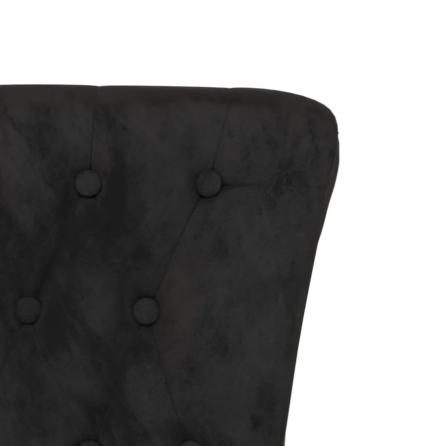 Chaise à dossier haut noir velours conception de bouton - 6