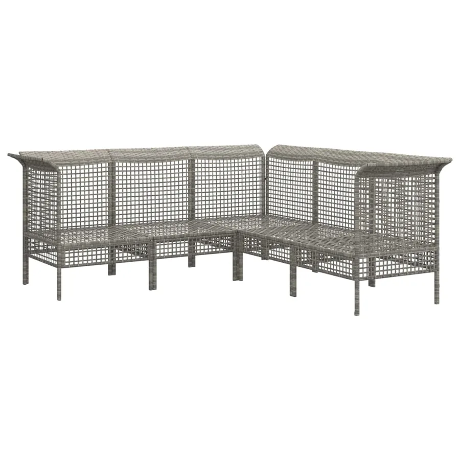 Salon de jardin 5 pcs avec coussins Gris Résine tressée - 4