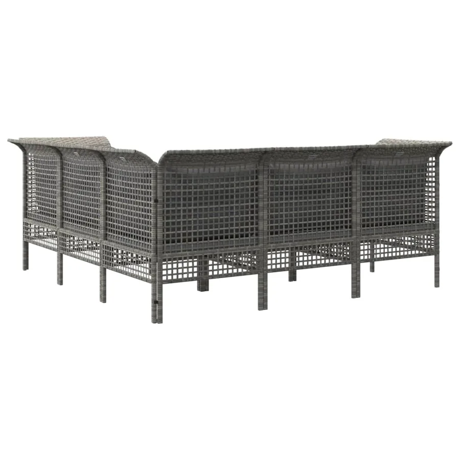 Salon de jardin 5 pcs avec coussins Gris Résine tressée - 6