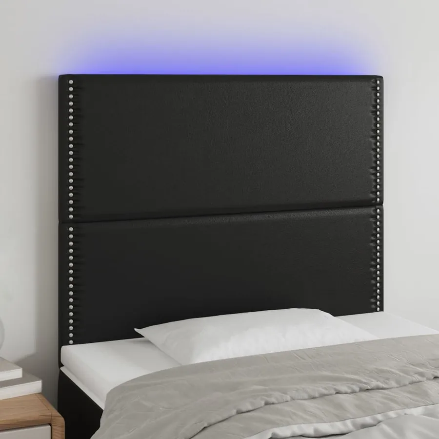 Tête de lit à LED Noir 100x5x118/128 cm Similicuir