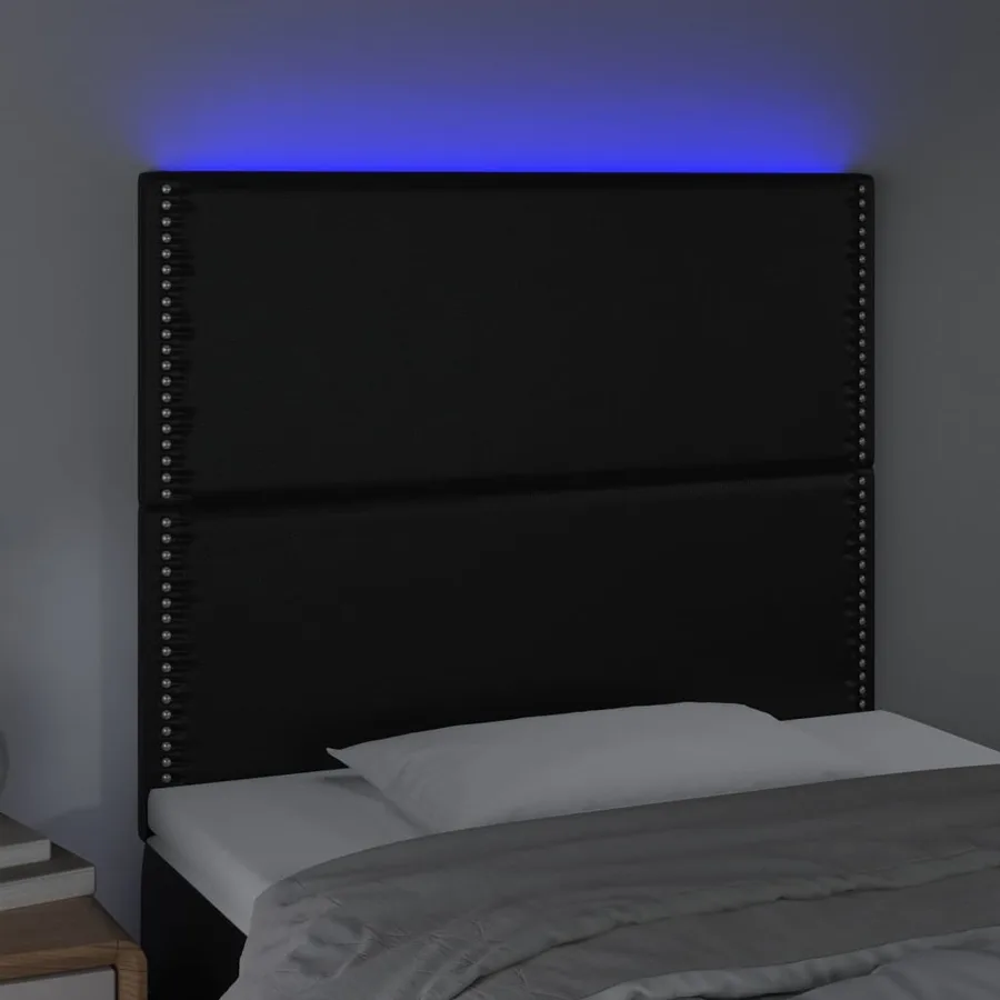 Tête de lit à LED Noir 100x5x118/128 cm Similicuir - 3