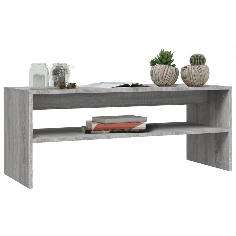 Table basse Sonoma gris 100x40x40 cm Bois d'ingénierie - 3