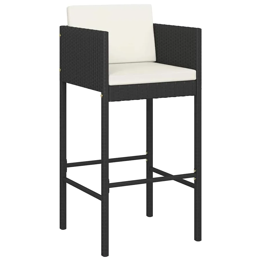Ensemble de bar de jardin 5 pcs avec coussins noir poly rotin - 3