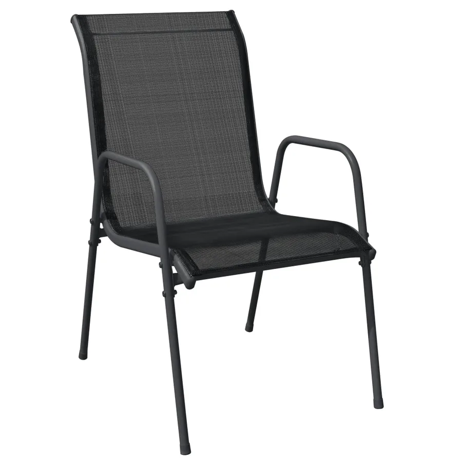Ensemble à manger de jardin 9 pcs noir textilène et acier - 3