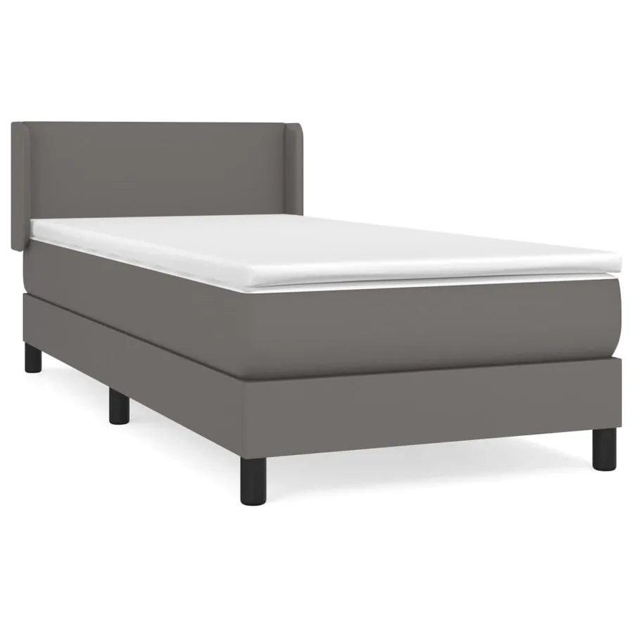 Sommier à lattes de lit avec matelas Gris 90x200 cm Similicuir - 2
