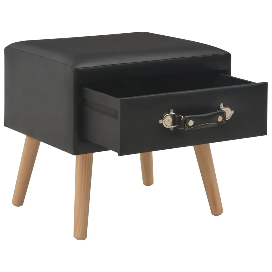 Table de chevet Noir 40x35x40 cm Similicuir - 2