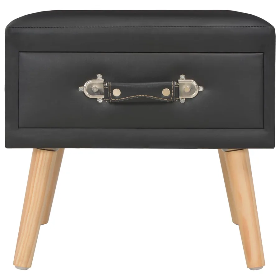 Table de chevet Noir 40x35x40 cm Similicuir - 4