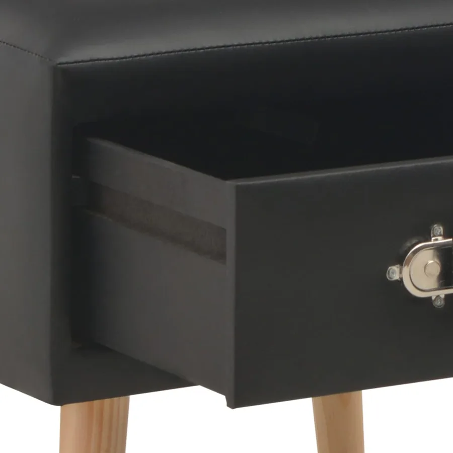 Table de chevet Noir 40x35x40 cm Similicuir - 6