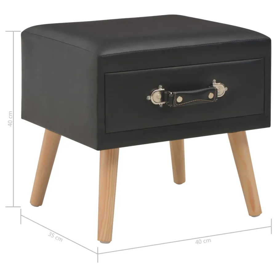 Table de chevet Noir 40x35x40 cm Similicuir - 8