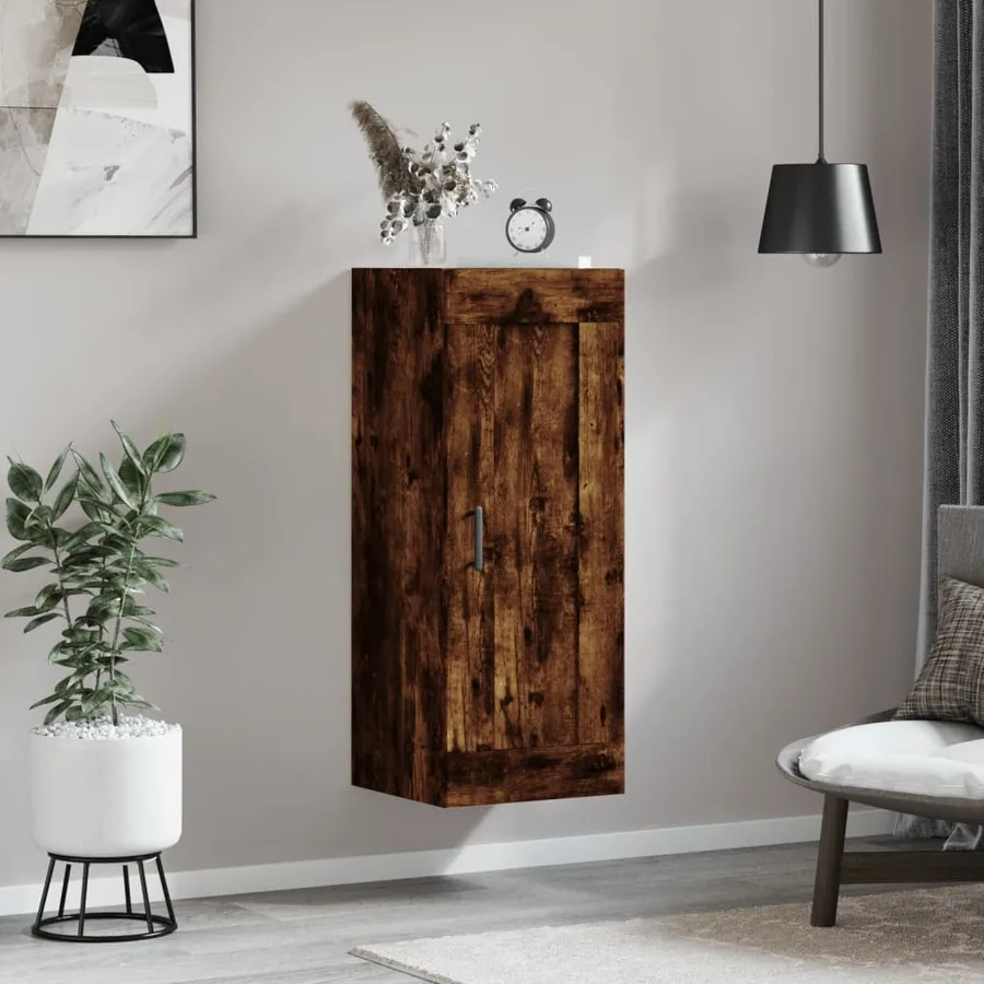 Armoire murale chêne fumé 34,5x34x90 cm bois d'ingénierie - 3