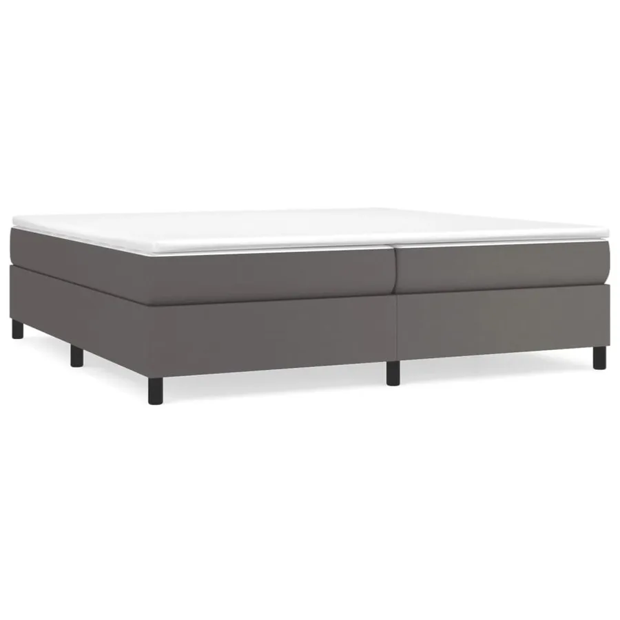 Sommier à lattes de lit avec matelas Gris 200x200 cm Similicuir - 2