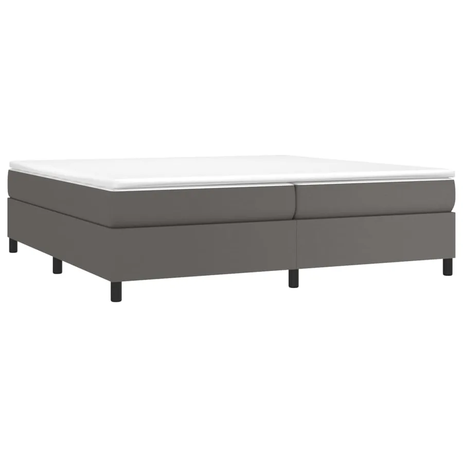Sommier à lattes de lit avec matelas Gris 200x200 cm Similicuir - 3