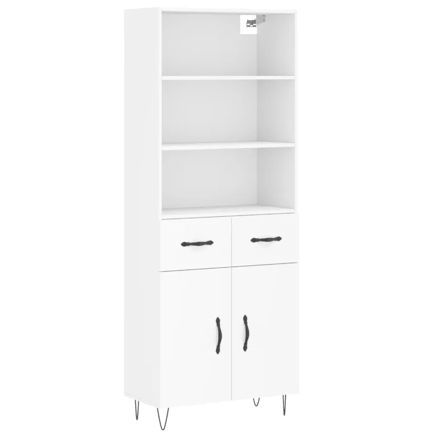 Buffet haut Blanc 69,5x34x180 cm Bois d'ingénierie - 2