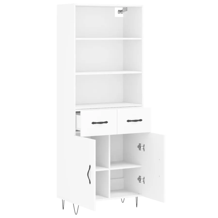 Buffet haut Blanc 69,5x34x180 cm Bois d'ingénierie - 4