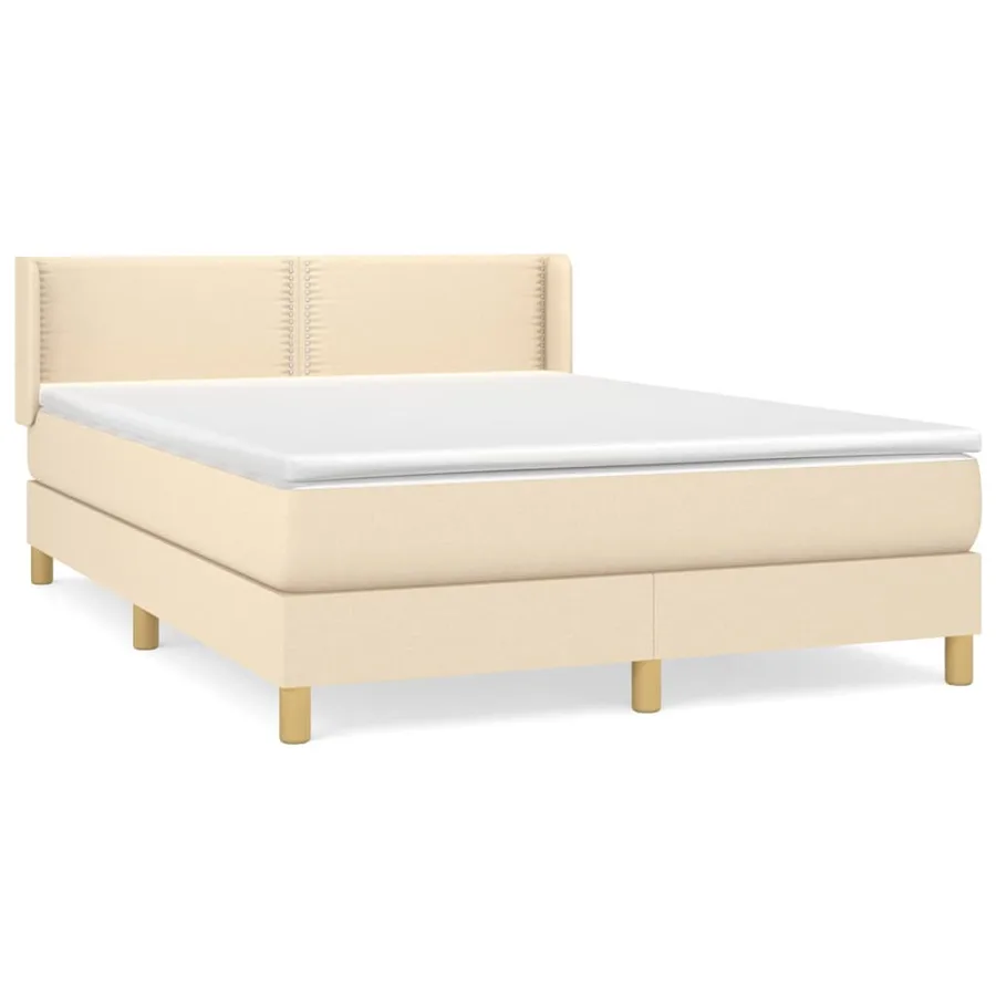 Sommier à lattes de lit avec matelas Crème 140x190 cm Tissu - 2
