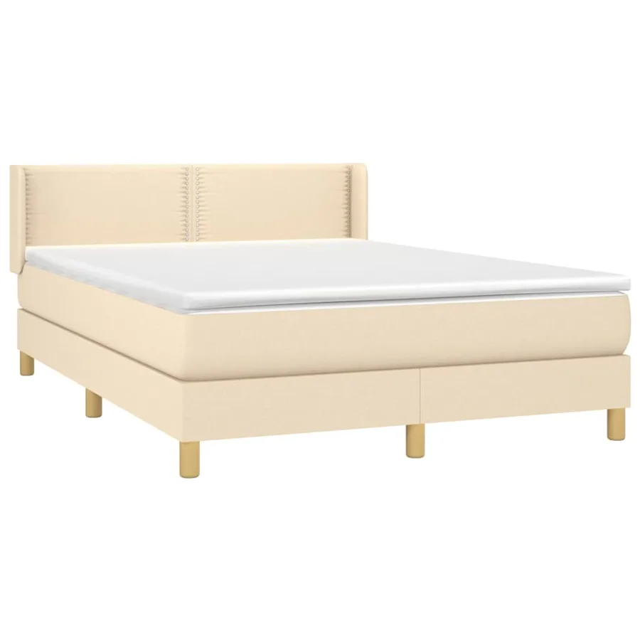 Sommier à lattes de lit avec matelas Crème 140x190 cm Tissu - 3