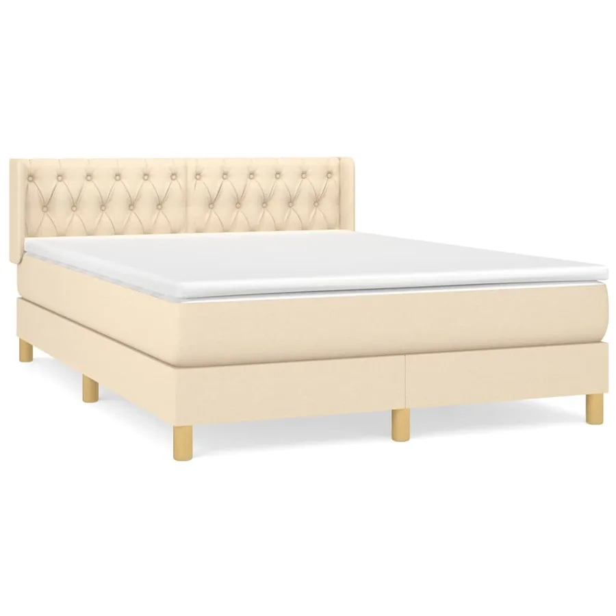 Sommier à lattes de lit avec matelas Crème 140x190 cm Tissu - 2