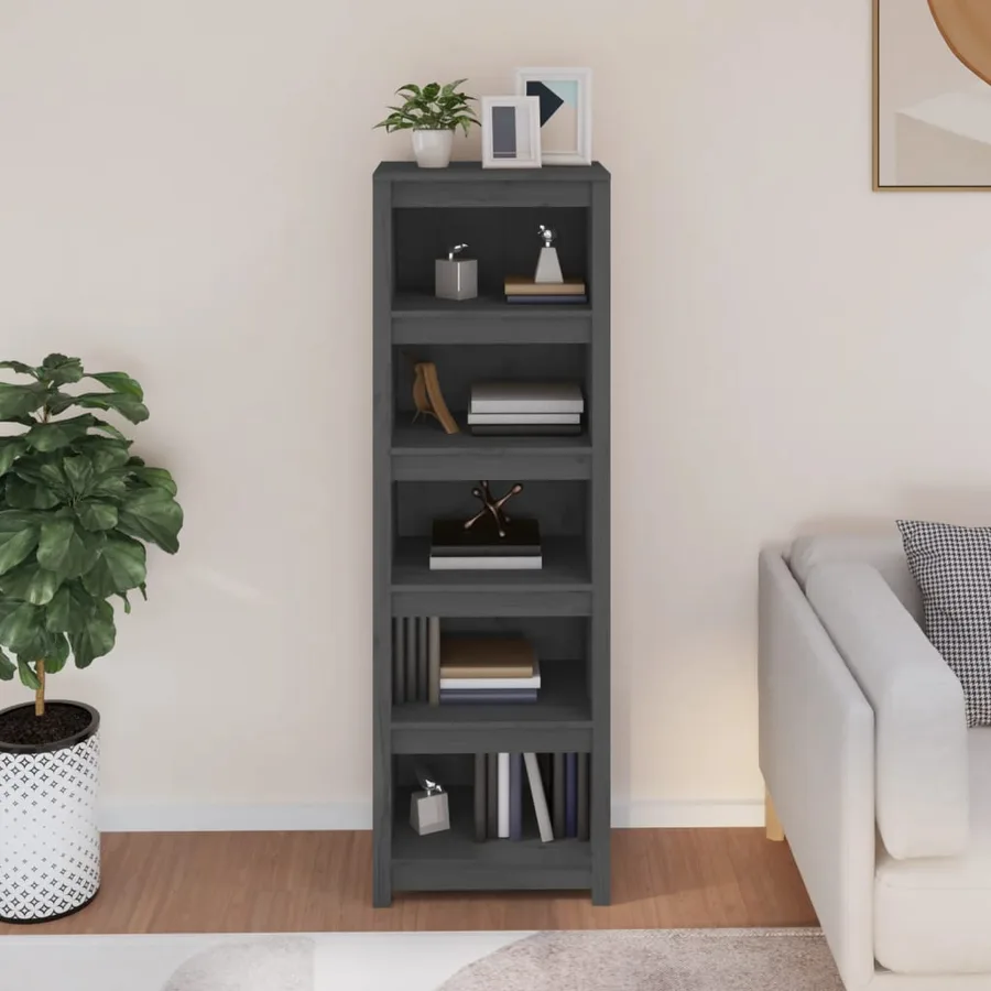 Bibliothèque Gris 50x35x154 cm Bois de pin massif - 3
