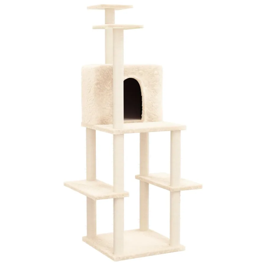 Arbre à chat avec griffoirs en sisal Crème 144,5 cm - 2