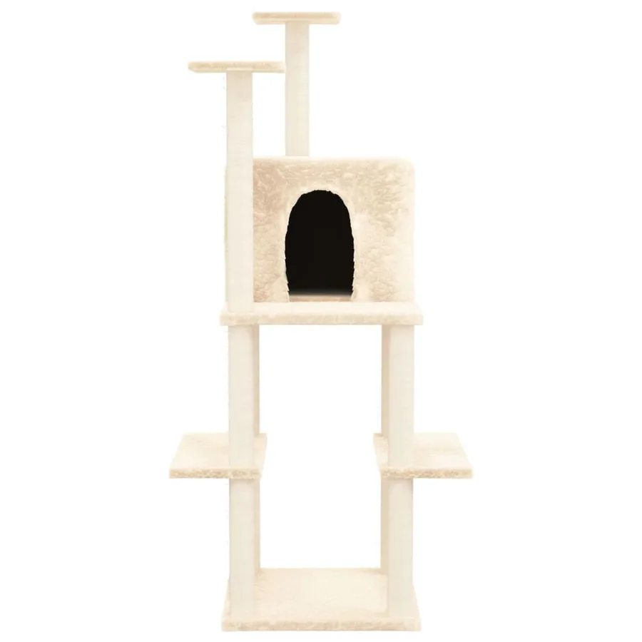 Arbre à chat avec griffoirs en sisal Crème 144,5 cm - 3