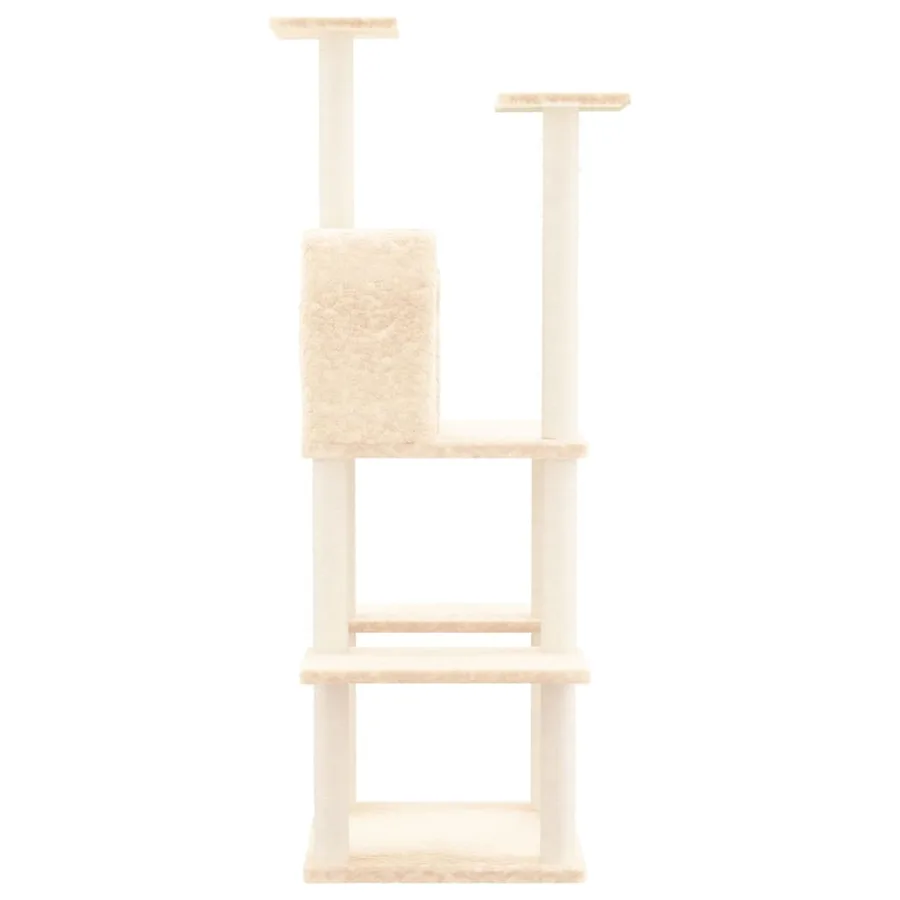 Arbre à chat avec griffoirs en sisal Crème 144,5 cm - 4