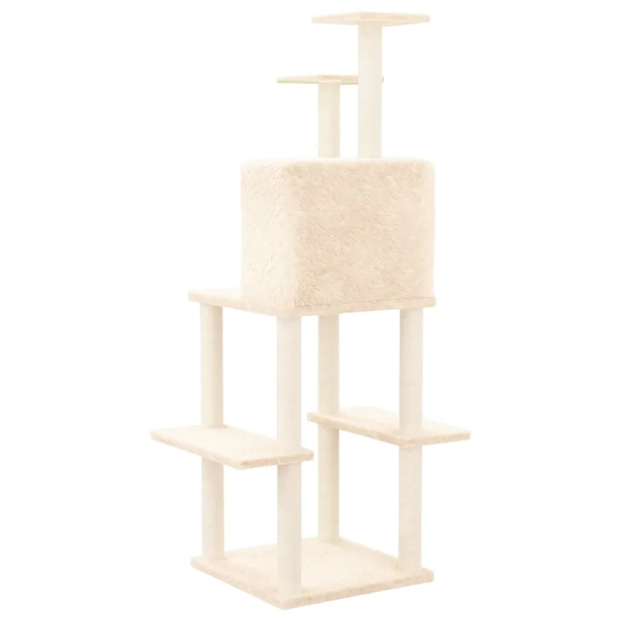 Arbre à chat avec griffoirs en sisal Crème 144,5 cm - 5