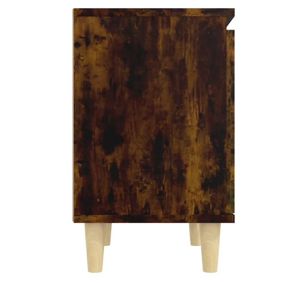 Table de chevet avec pieds en bois Chêne fumé 40x30x50 cm - 5